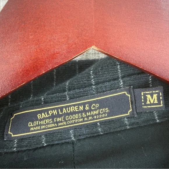 Ralph Lauren & Co. Clothiers Mens M Black Chalk Line Cotton Blazer Jacket 1024 - Picture 7 of 8